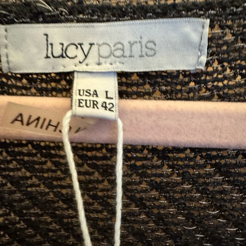 NWT Lucy Paris Charcoal Knit Top